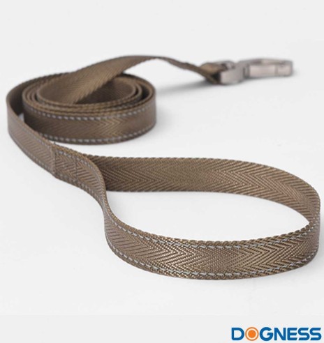 Jalutusrihm koerale, nailonrihm helkurniitidega, pruun (Dogness Herringbone Webbing)