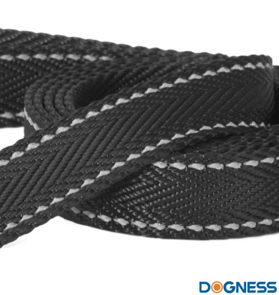 Jalutusrihm koerale, nailonrihm helkurniitidega, pruun (Dogness Herringbone Webbing)