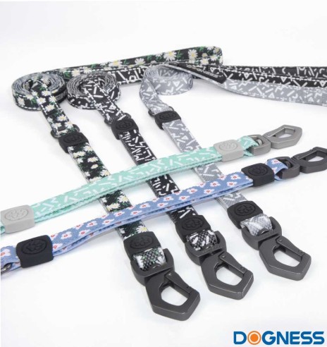 Jalutusrihm koerale, anti-shock, hall valgete tähtedega Grey Letters (Dogness Elegant Printing)