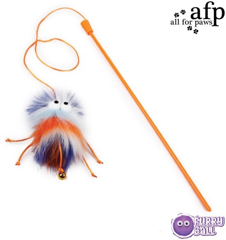 Mänguasi kassile ridvaga Fluffer Wand - Orange (AFP - Furry Ball)