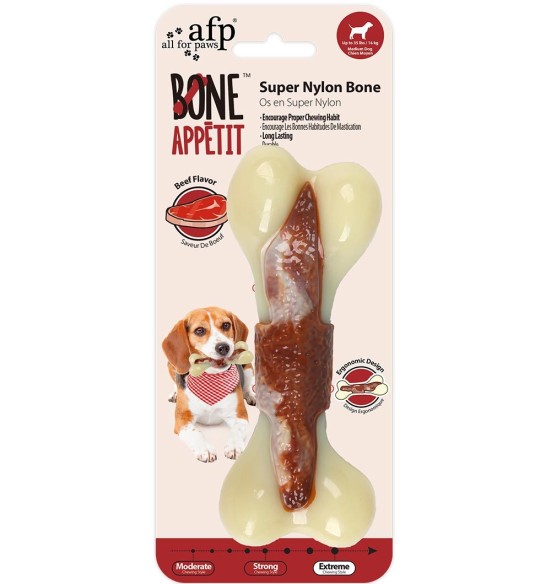 Mänguasi närimiskont koerale, veiseliha maitsega, Super Nylon Bone - Beef Flavor Infused (AFP - Bone Appetit)