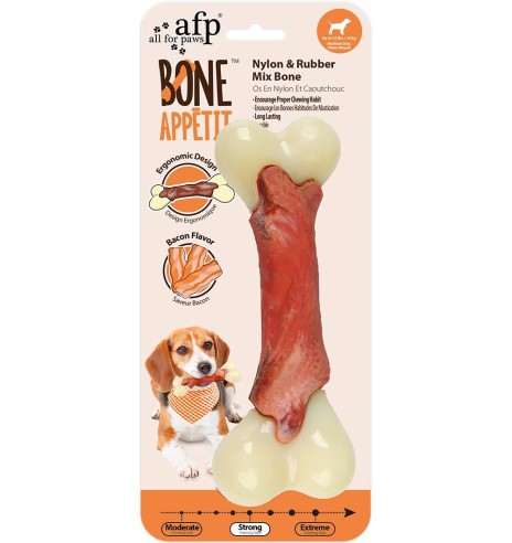 Mänguasi närimiskont koerale, peekonimaitseline, Nylon & Rubber Mix Bone - Bacon Flavor Infused (AFP - Bone Appetit)