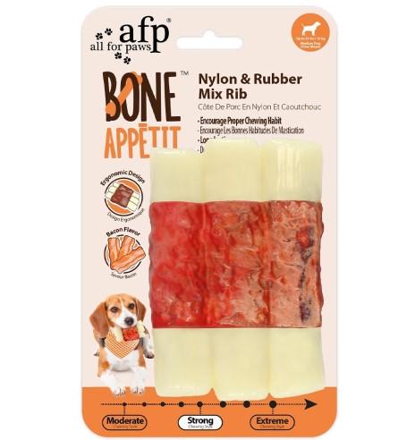 Närimismänguasi ribi peekonimaitseline, Nylon & Rubber Mix Rib - Bacon Flavor Infused (AFP - Bone Appetit)