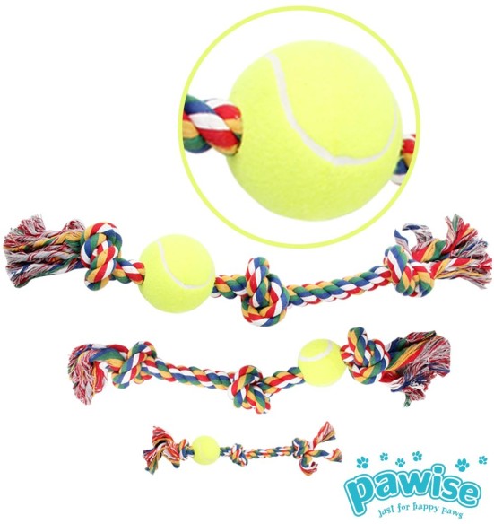 Köis-mänguasi koerale, tennisepalliga Rope Bone with Ball (Pawise)