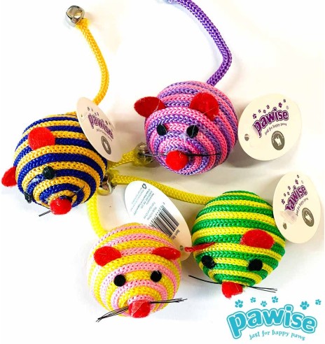 Кошачья игрушка, полосатая мышка-шарик Pope Ball Mouse (Pawise)
