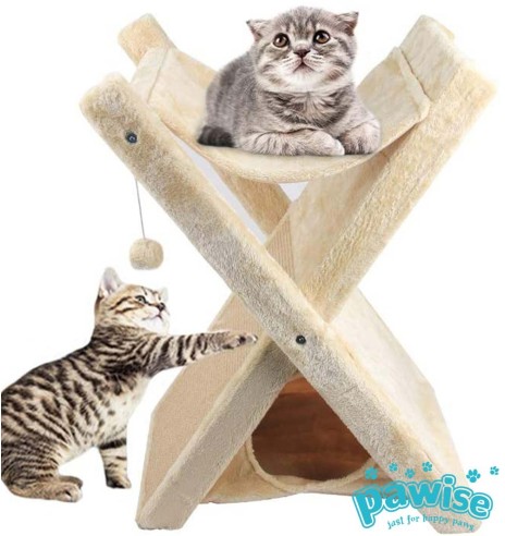 Когтеточка для кошек с гамаком и спальным местом, складная, высота 62 см, 3 in 1 Cat Tower (Pawise)
