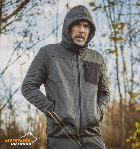 Dressipluus meestele, kapuutsiga õhuke, hall, Wildlife Hood (Arrak Outdoors)