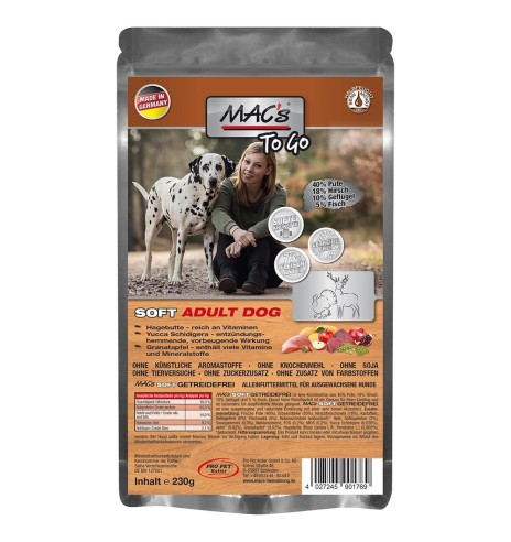 MAC`s SOFT, полувлажный корм для собак с высоким содержанием мяса ОЛЕНЯ И ИНДЕЙКИ 